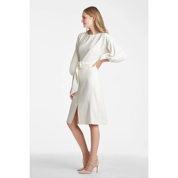 Sachin & Babi Annie Gown Belted Beautiful Ivory NWT Midi Sz:12 Ret$450 - Picture 2 of 5